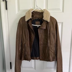 Banana Republic leather jacket with removable shearling collar